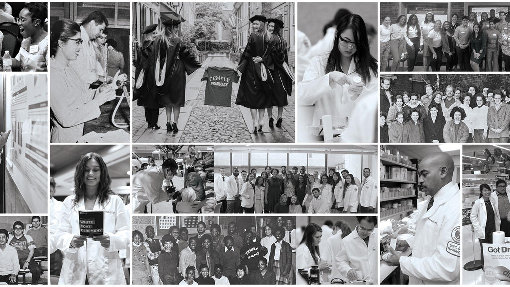 A collage of pharmacy students through the decades