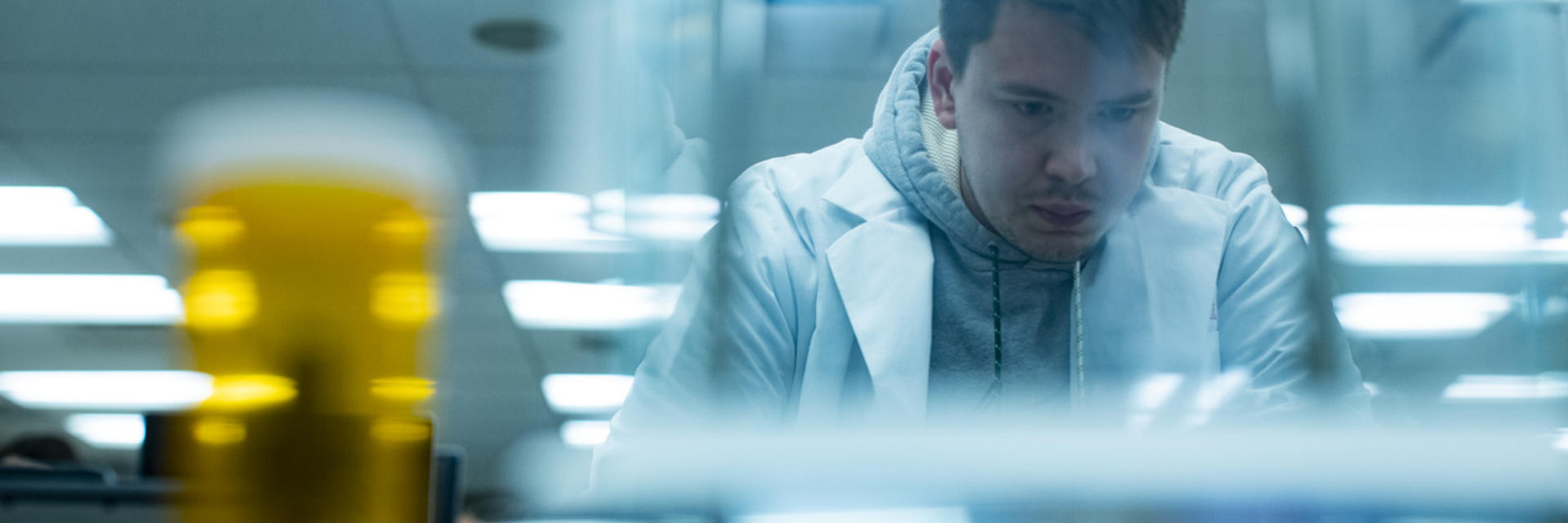 Working in lab