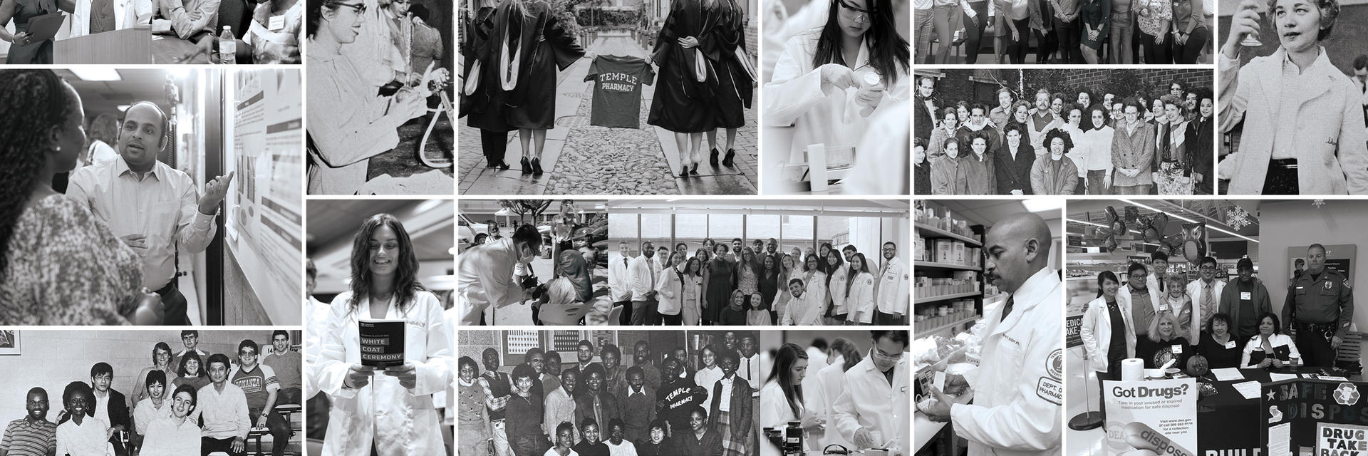 A collage of pharmacy students through the decades